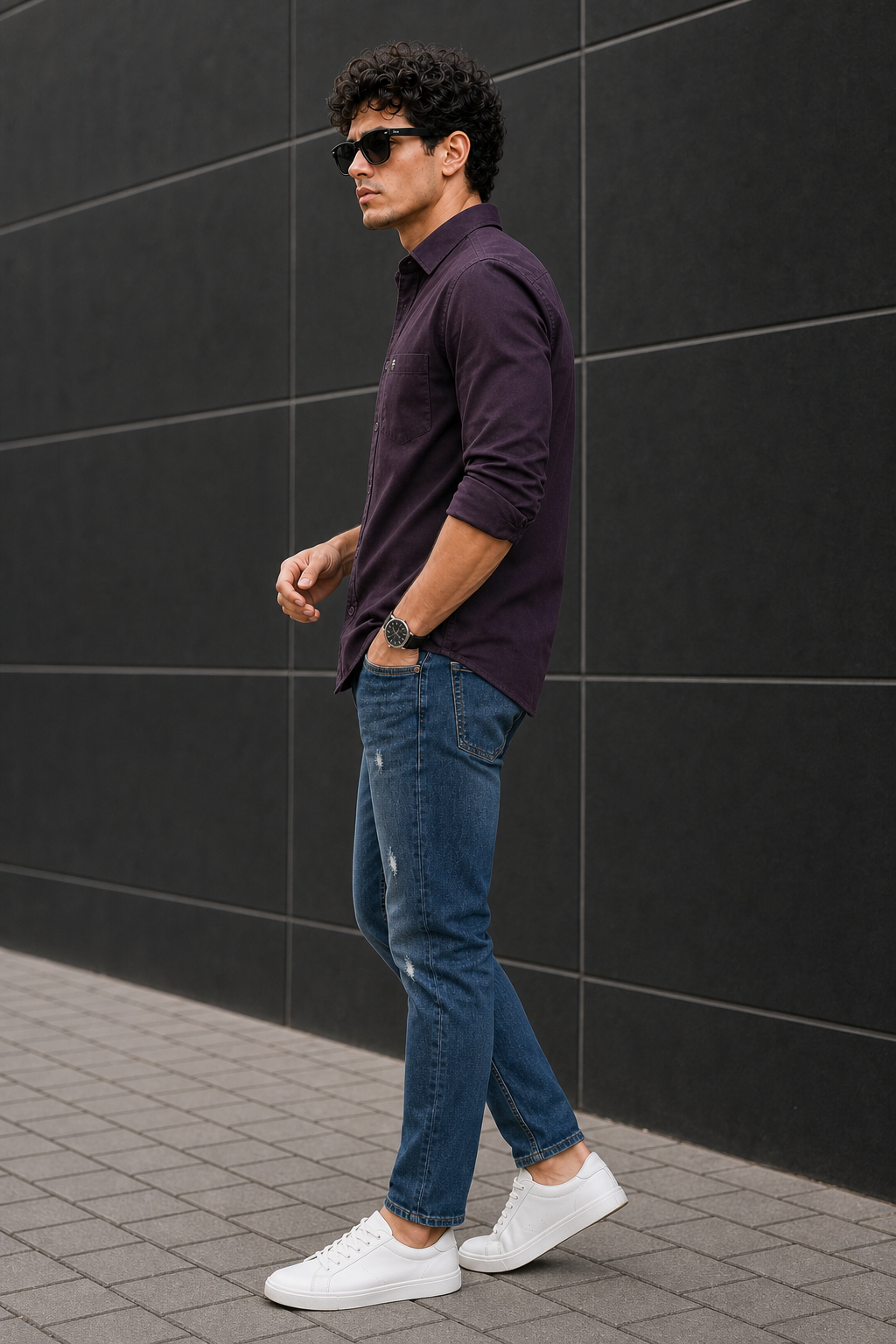 Men Wine Solid Casual Shirt | Full Sleeve Shirt JK-455