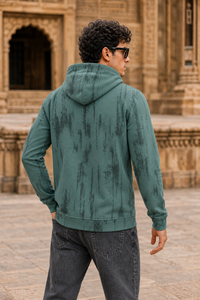 Men Green Printed Full Sleeve Hoodie & Sweatshirt ATL3053