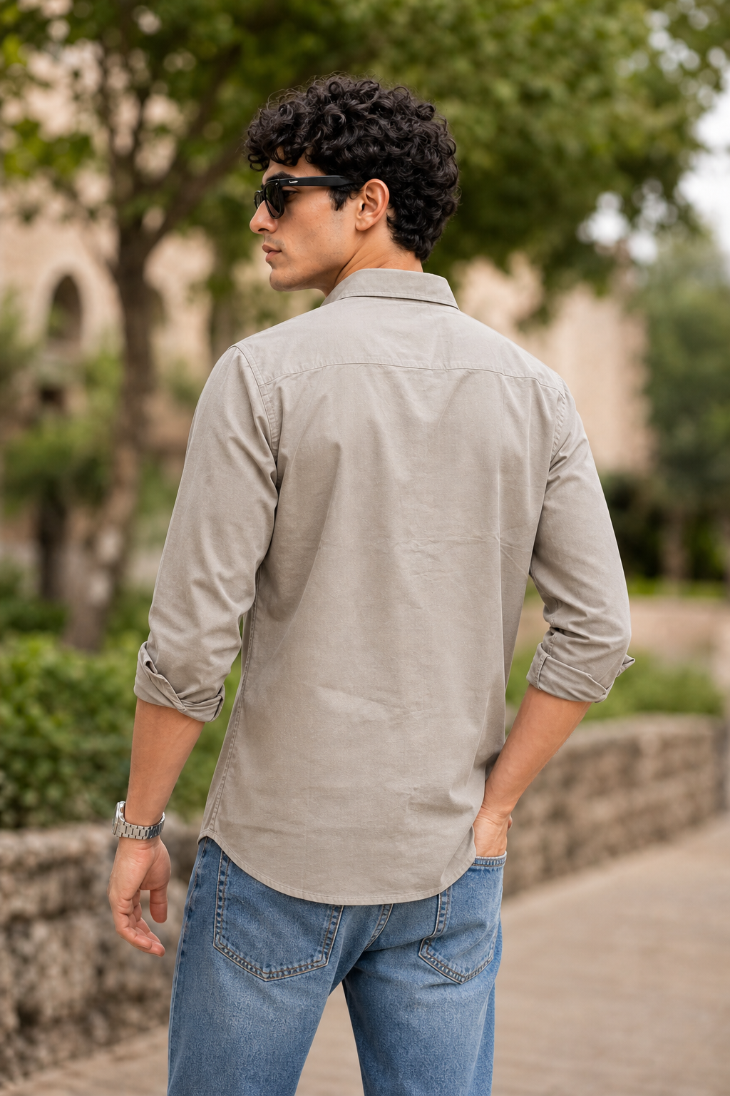 Men Khaki Solid Casual Shirt | Full Sleeve Shirt JK-455