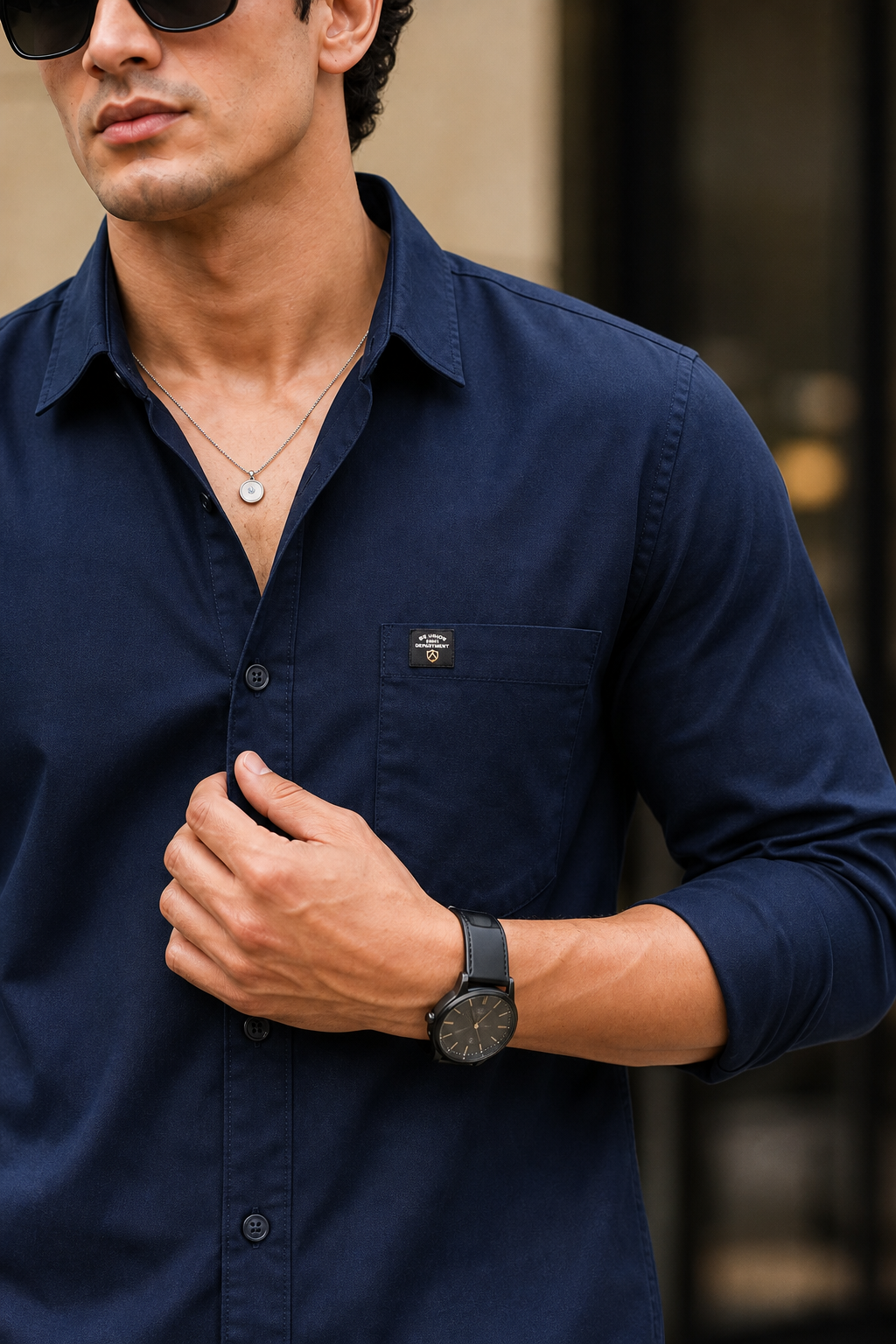 Men Inkblue Solid Casual Shirt | Full Sleeve Shirt JK-455