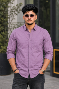 Men Lavender Plain Full Sleeve Casual Shirt ZDOBBY
