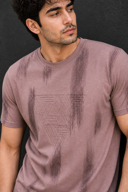 Men Onion Embossed Geometric Printed Round Neck T-Shirt ATL80207