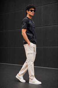 Men Black Graphic Printed Crew Neck T-Shirt ATL80206