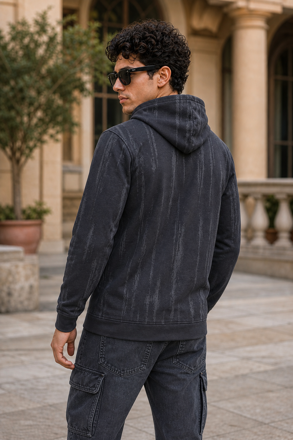 Men Dark Grey Printed Full Sleeve Hoodie & Sweatshirt ATL3053