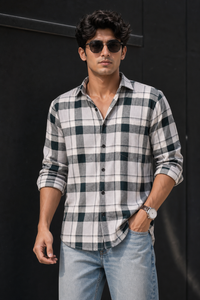 Men Green Check Casual Shirt | Daily Wear & Outing PRA-5680