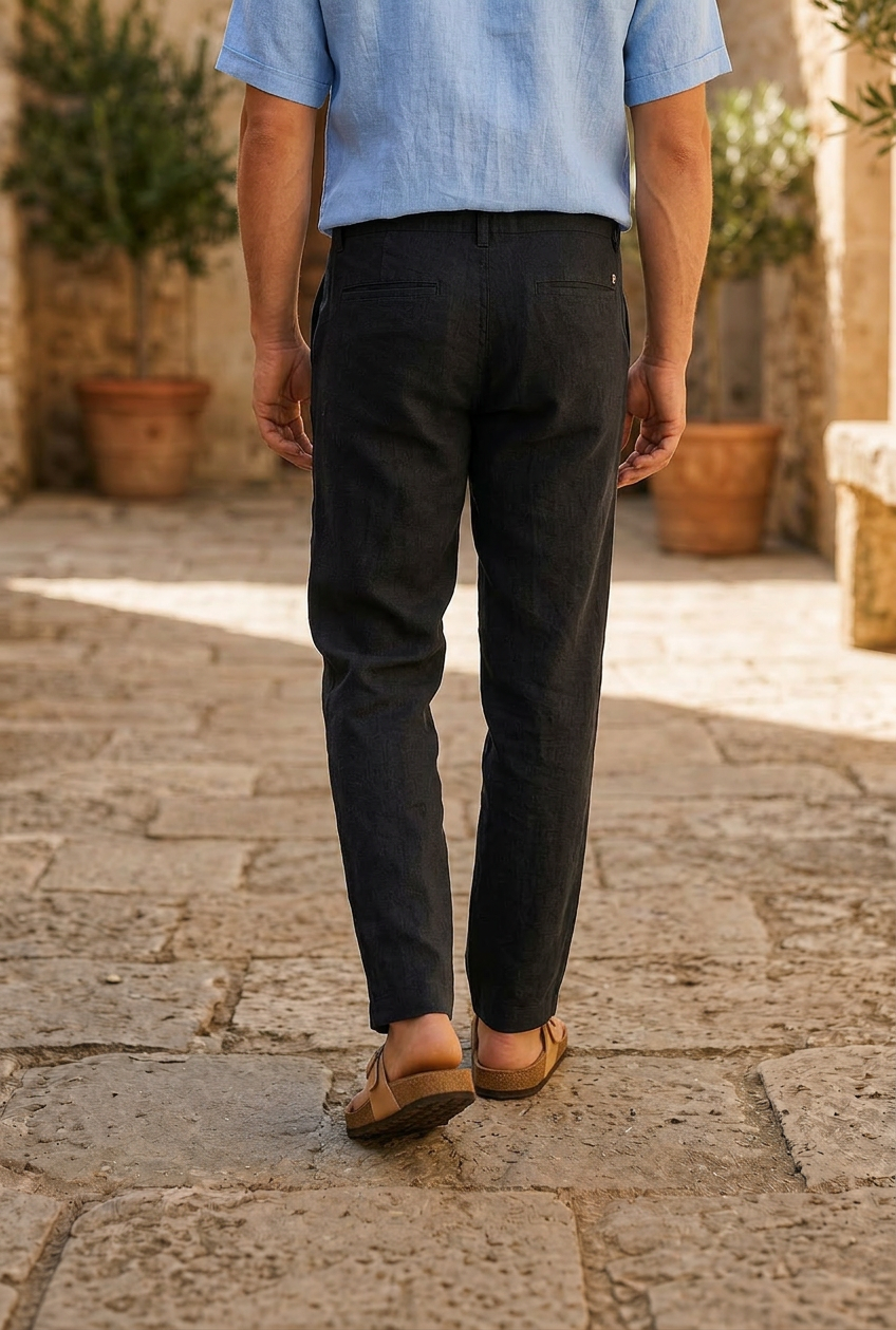Men Slim Fit Black Linen Pant - Lightweight & Stylish 2020