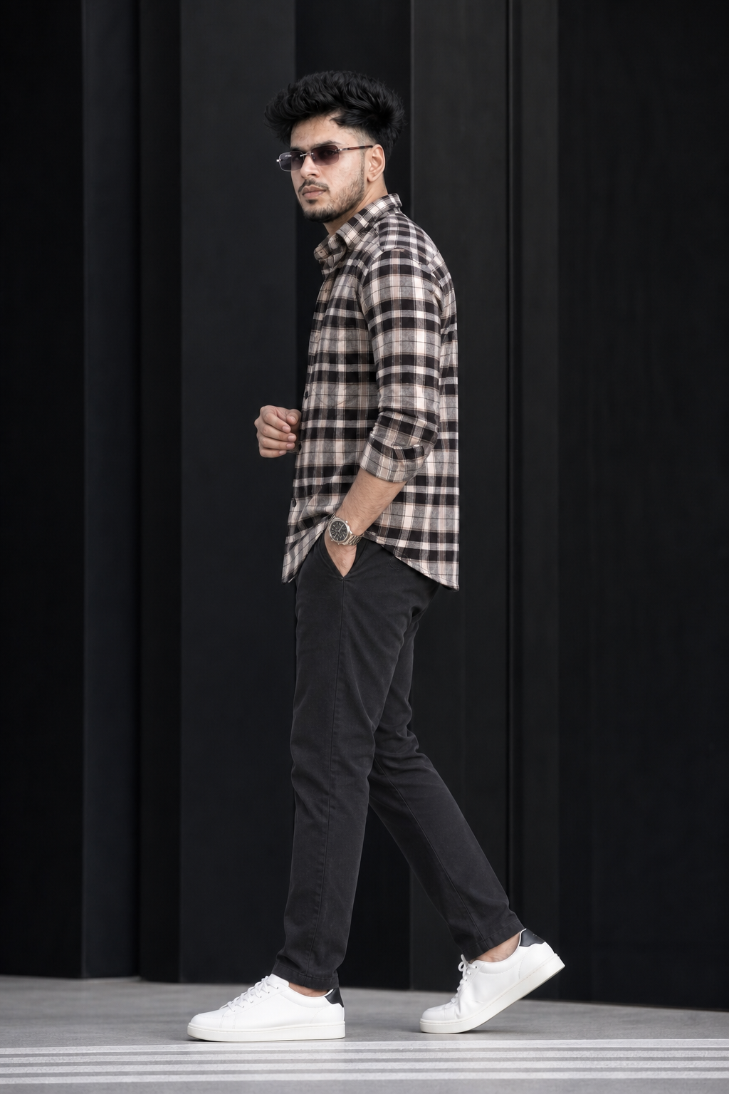 Men Black Checkered Shirt - Casual Party & Office Wear PRA-5680