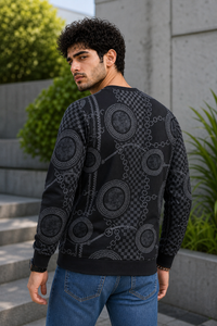 Men Black Chain Print Full Sleeve SweatShirt | RAGGED Graphic ATL3035