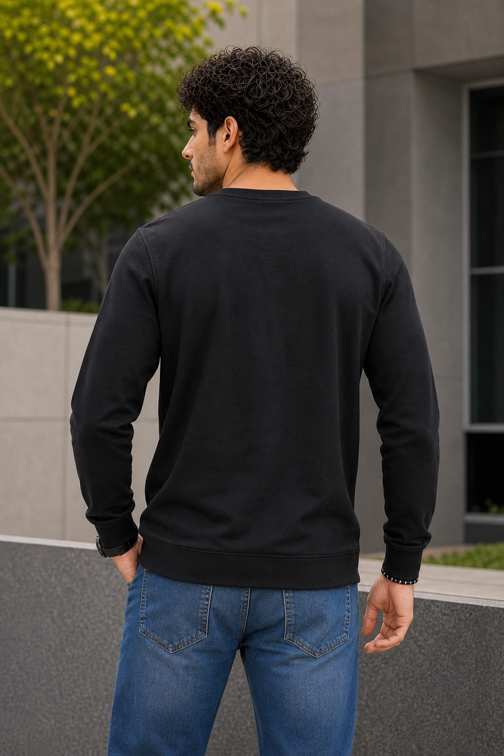 Men Black Graphic Crewneck Sweatshirt ATL3063