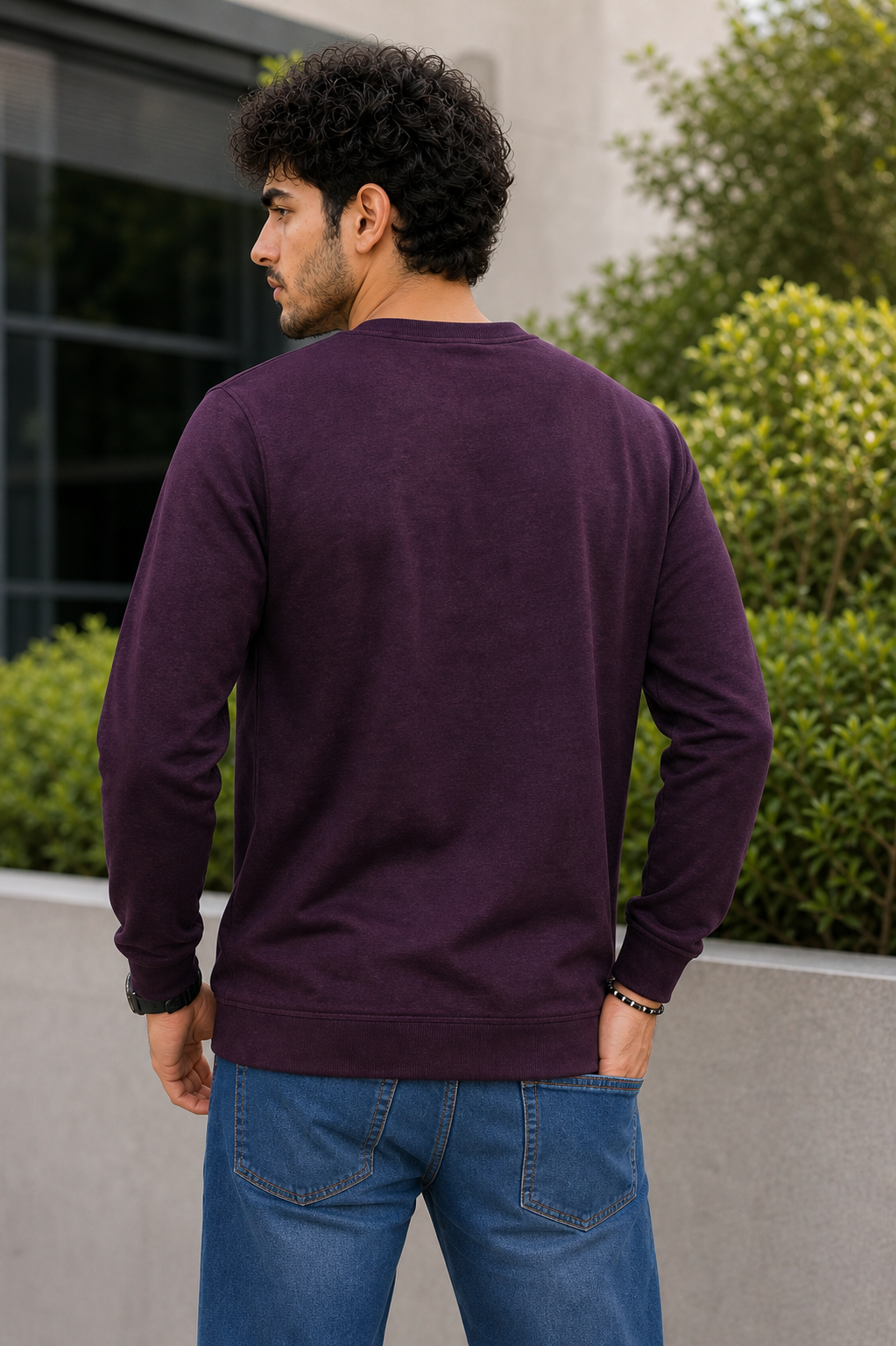 Men Wine Graphic Crewneck Sweatshirt ATL3063