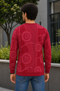 Men Red Chain Print Full Sleeve SweatShirt | RAGGED Graphic ATL3035