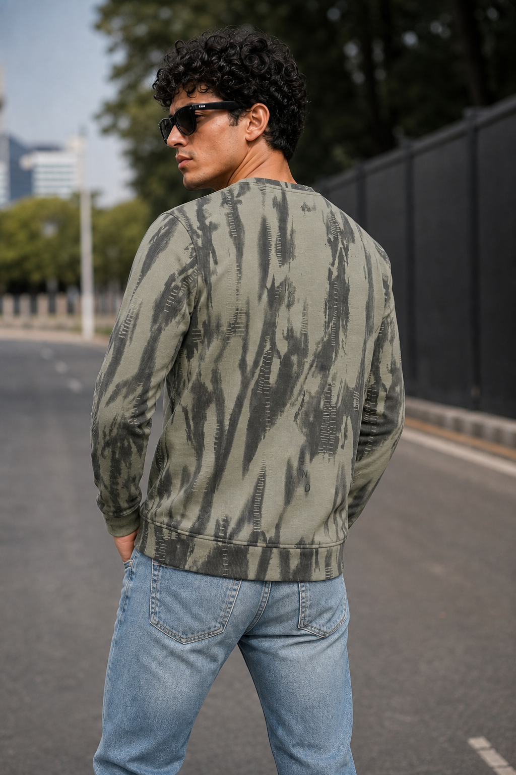 Men Pista Green Tie-Dye Abstract Print Full Sleeve Sweatshirt ATL3031