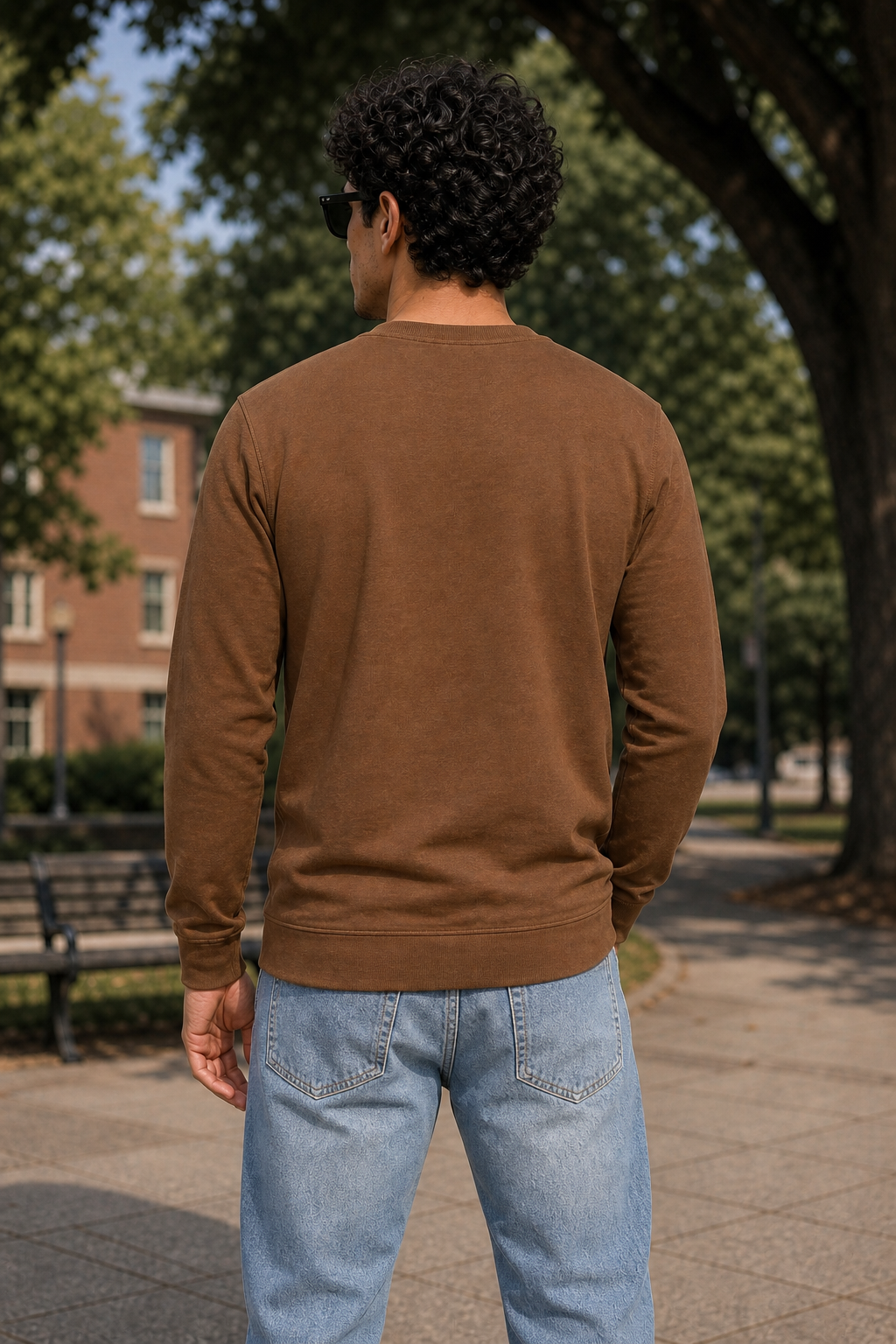 Men Khakhi Graphic Crewneck Sweatshirt ATL3063