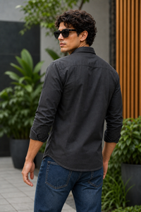 Men Dark Grey Solid Casual Shirt | Full Sleeve Shirt JK-455