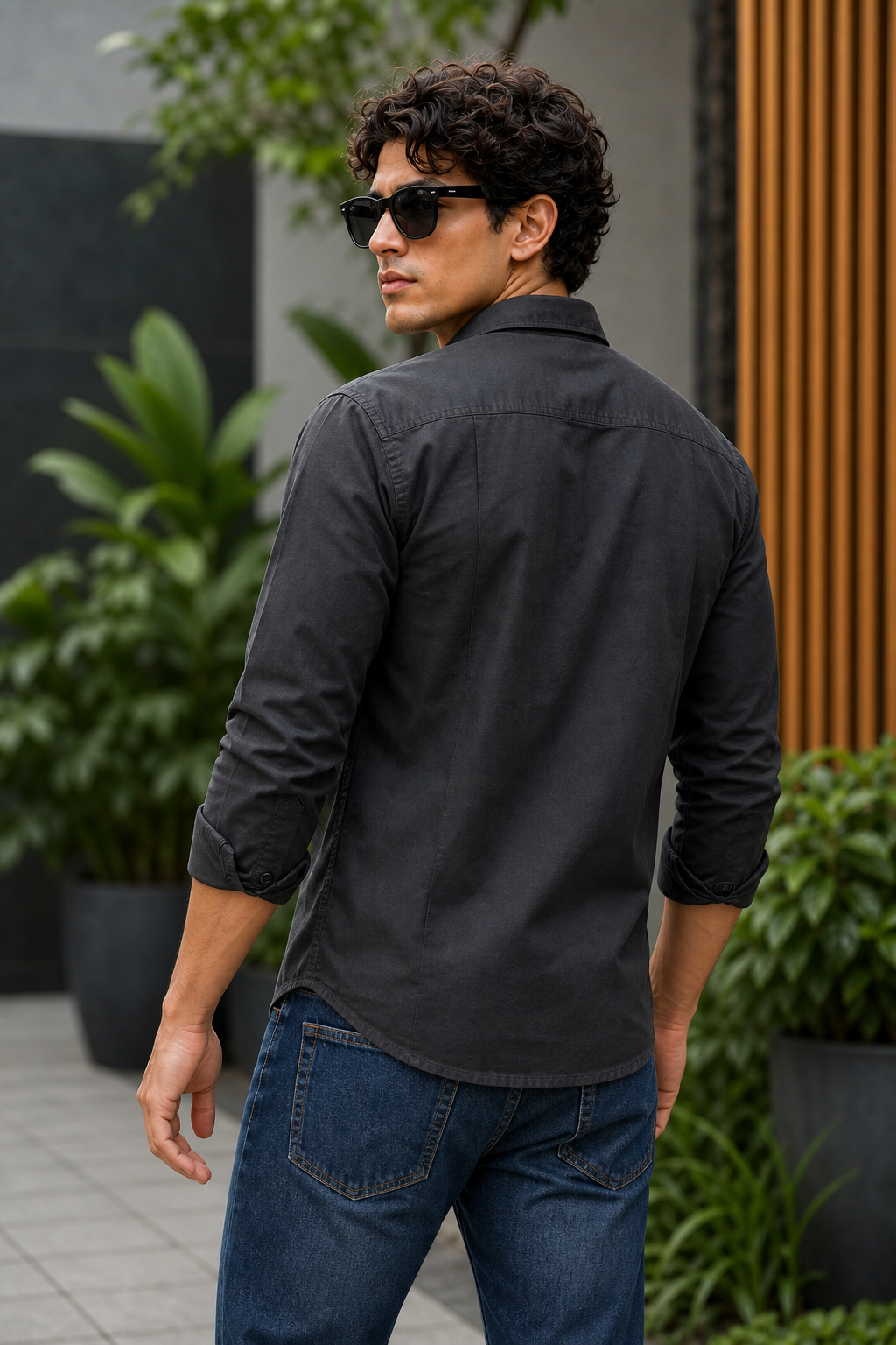 Men Dark Grey Solid Casual Shirt | Full Sleeve Shirt JK-455