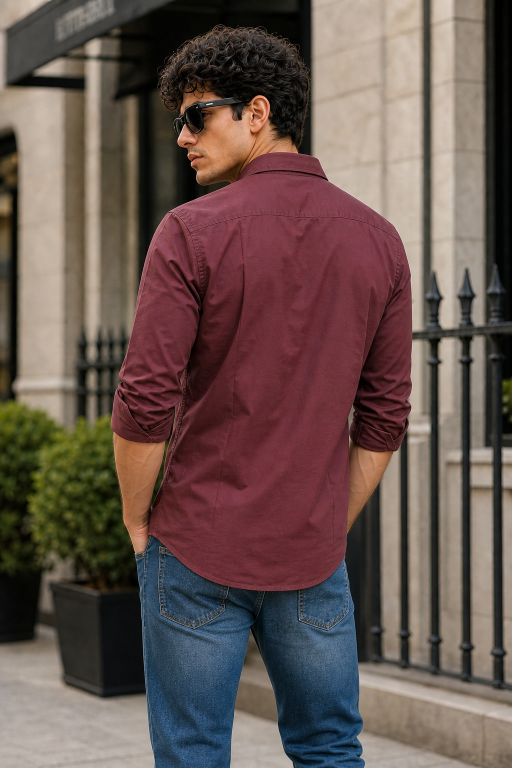 Men Mud Wine Solid Casual Shirt | Full Sleeve Shirt JK-455
