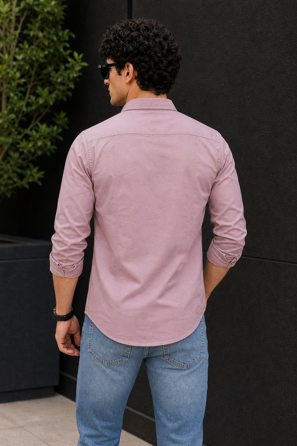 Men Rose Pink Solid Casual Shirt | Full Sleeve Shirt JK-455