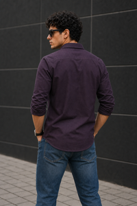 Men Wine Solid Casual Shirt | Full Sleeve Shirt JK-455