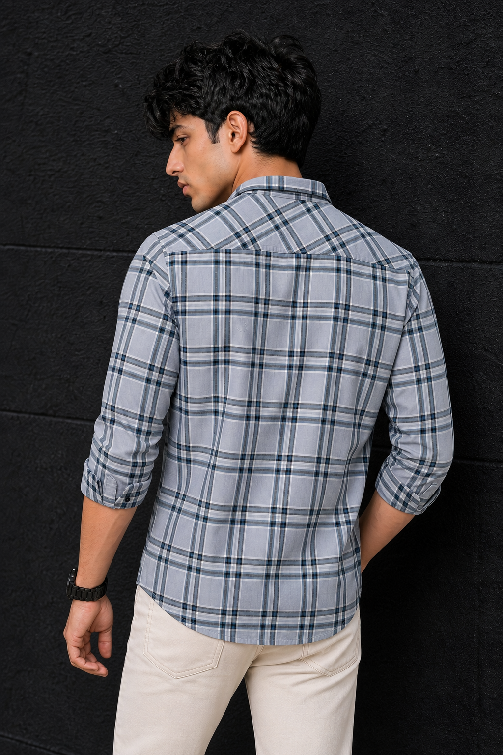 Men Grey Check Shirt - Full Sleeve Casual Plaid Shirt PRA-568-1