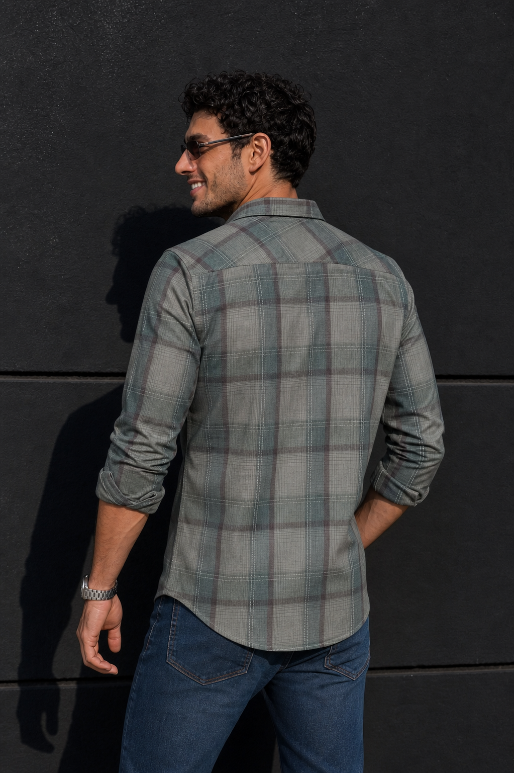 Men Olive Green Checks Shirt - Full Sleeve with Pocket KEV-597-20