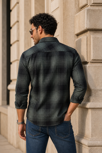 Men Black & Green Check Shirt - Full Sleeve KEV-597-20