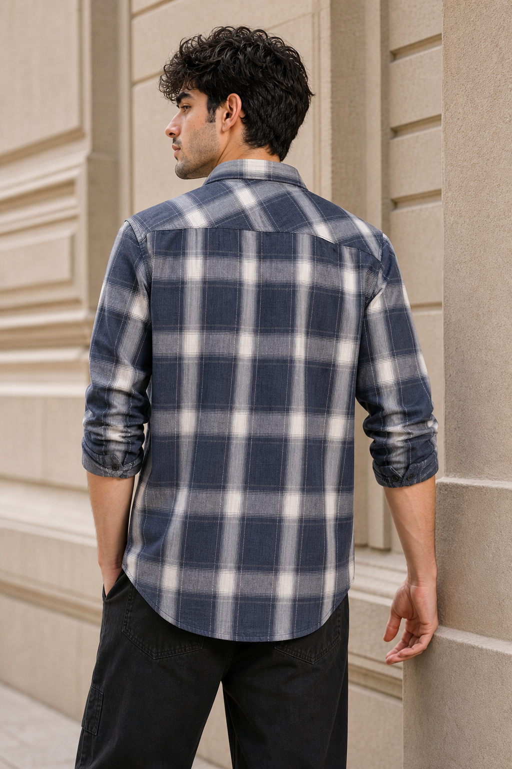 Men Blue Checks Casual Shirt | Full Sleeve Plaid Shirt KEV-597-14