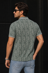 Men Pista Leaf Print Polo T-Shirt
