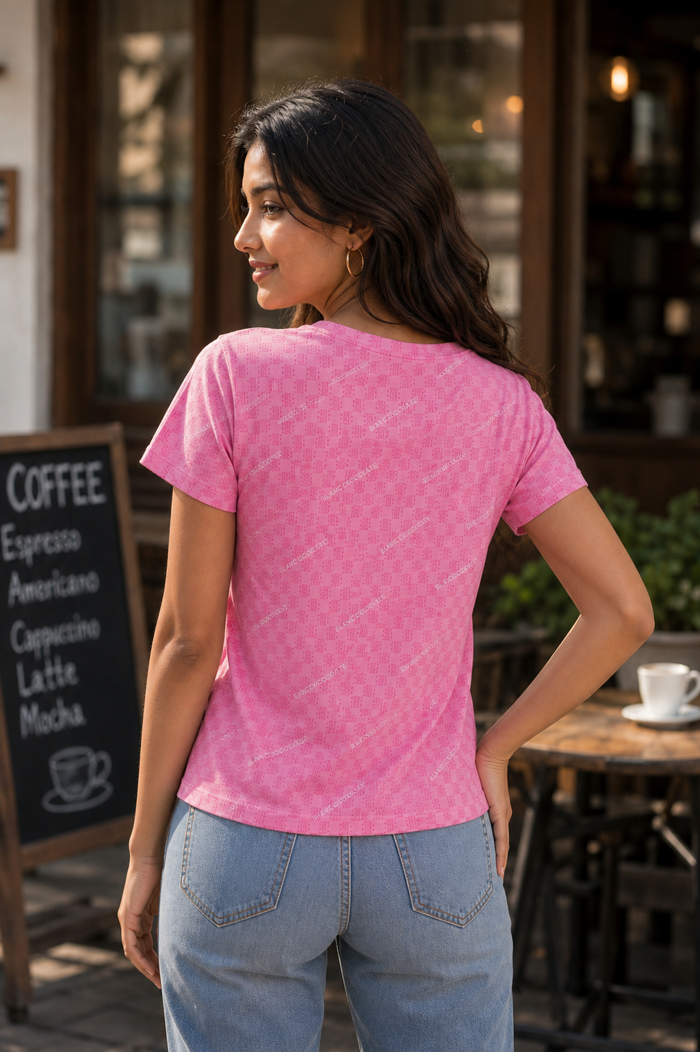Women Pink Printed Short Sleeve T-Shirt | Soft & Trendy M-7274-2