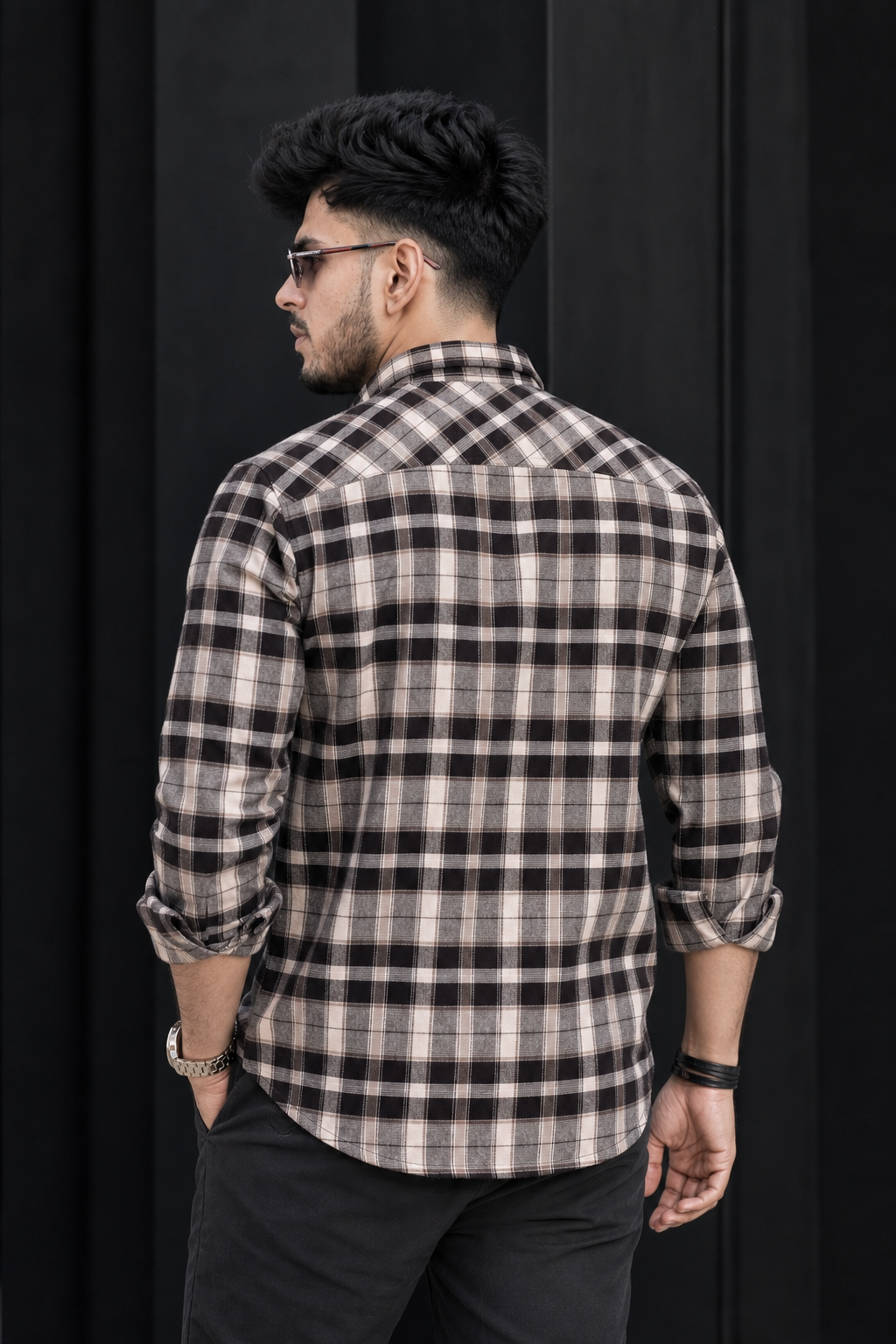 Men Black Checkered Shirt - Casual Party & Office Wear PRA-5680