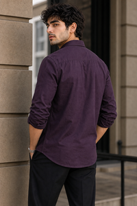 Men Solid Wine Premium Cotton Long Sleeve Shirt GIZA