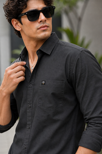 Men Dark Grey Solid Casual Shirt | Full Sleeve Shirt JK-455