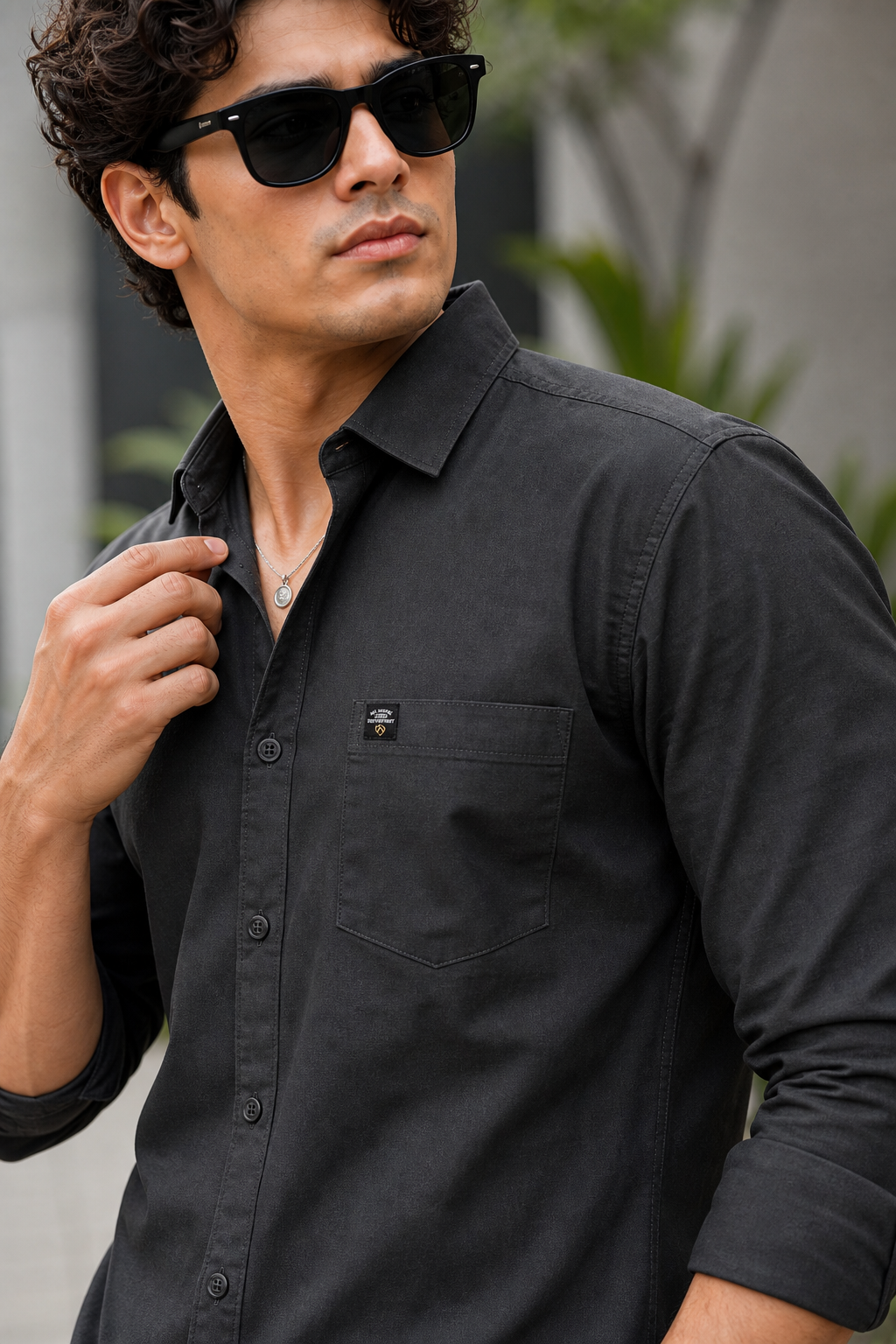 Men Dark Grey Solid Casual Shirt | Full Sleeve Shirt JK-455