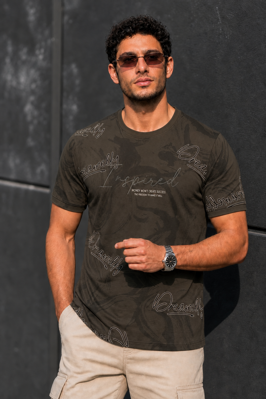 Men Green Graphic Printed Crew Neck T-Shirt ATL80206