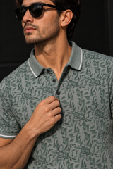 Men Pista Leaf Print Polo T-Shirt