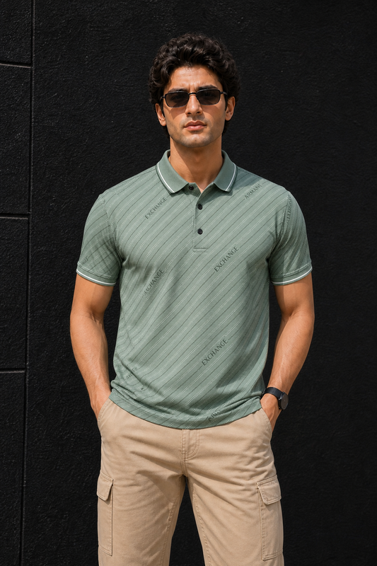 Men Premium Pista Striped Polo T-Shirt with Snap Buttons 144