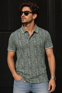 Men Pista Leaf Print Polo T-Shirt | ATL4620