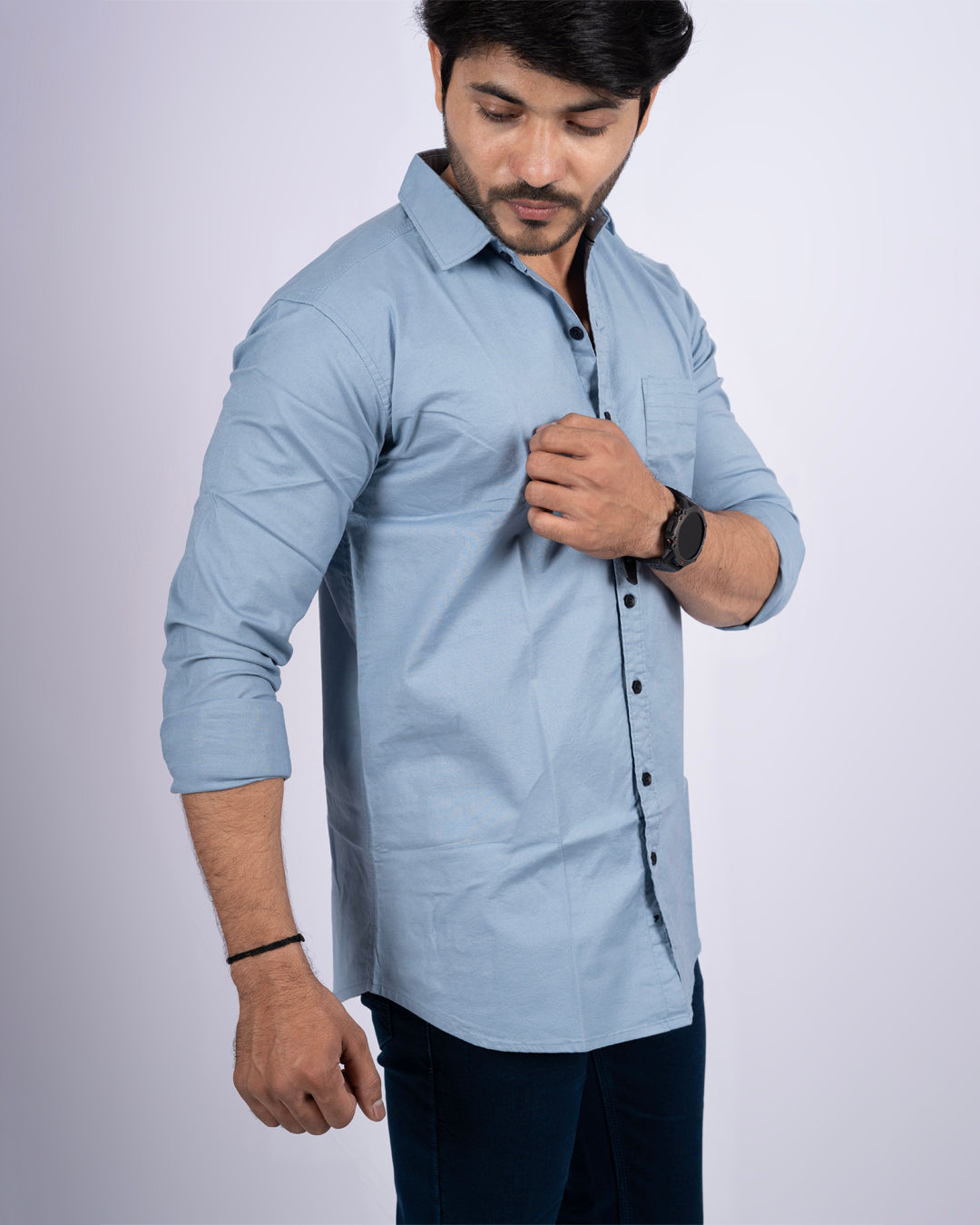 Grey color color plain casual shirt shirt for casual wear.