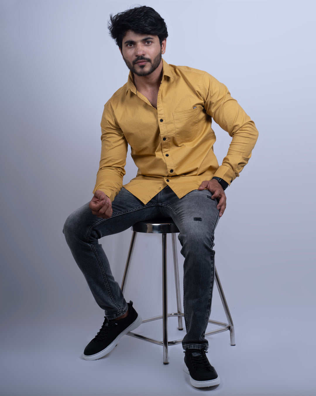 MUSTARD COLOR PLAIN CASUAL SHIRT