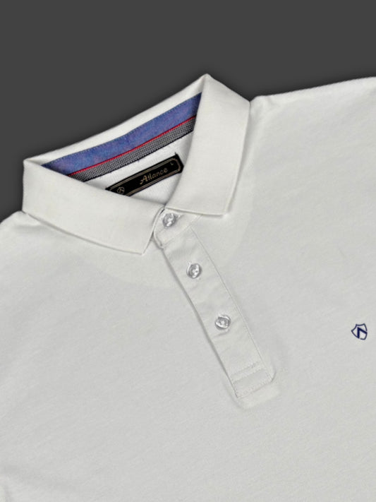 White Solid Collared Half Sleeve T-Shirt for Men | Stylish & Comfortable