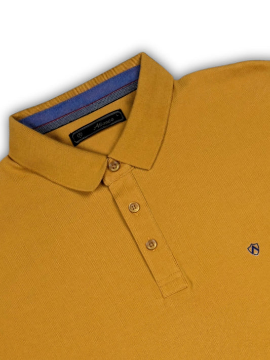 Mustard Solid Collared Half Sleeve T-Shirt for Men | Stylish & Comfortable