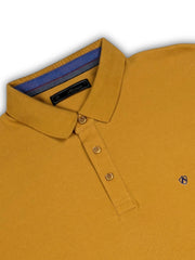 Mustard Solid Collared Half Sleeve T-Shirt for Men | Stylish & Comfortable