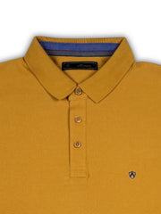 Mustard Solid Collared Half Sleeve T-Shirt for Men | Stylish & Comfortable