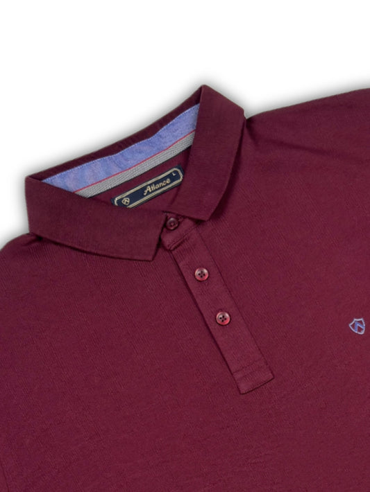 Wine Solid Collared Half Sleeve T-Shirt for Men | Stylish & Comfortable