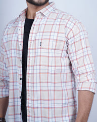 FAWN-WHITE COLOR CHECKS CASUAL SHIRT