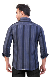 NAVY BLUE COLOR LINING CASUAL SHIRT 241155650