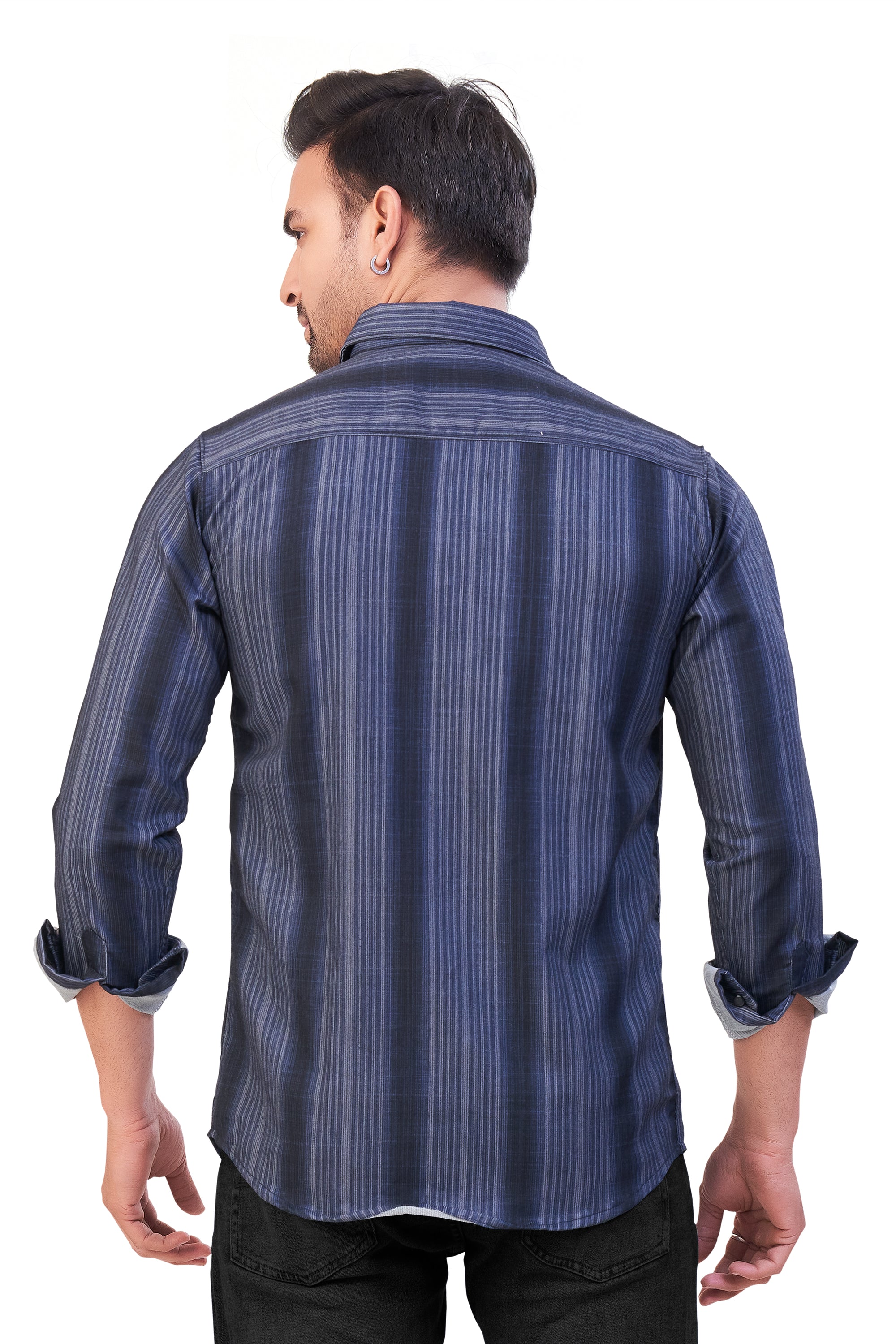 NAVY BLUE COLOR LINING CASUAL SHIRT 241155650
