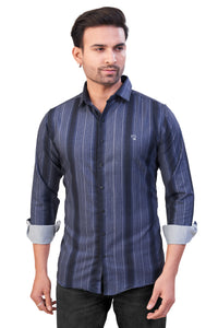 NAVY BLUE COLOR LINING CASUAL SHIRT 241155650