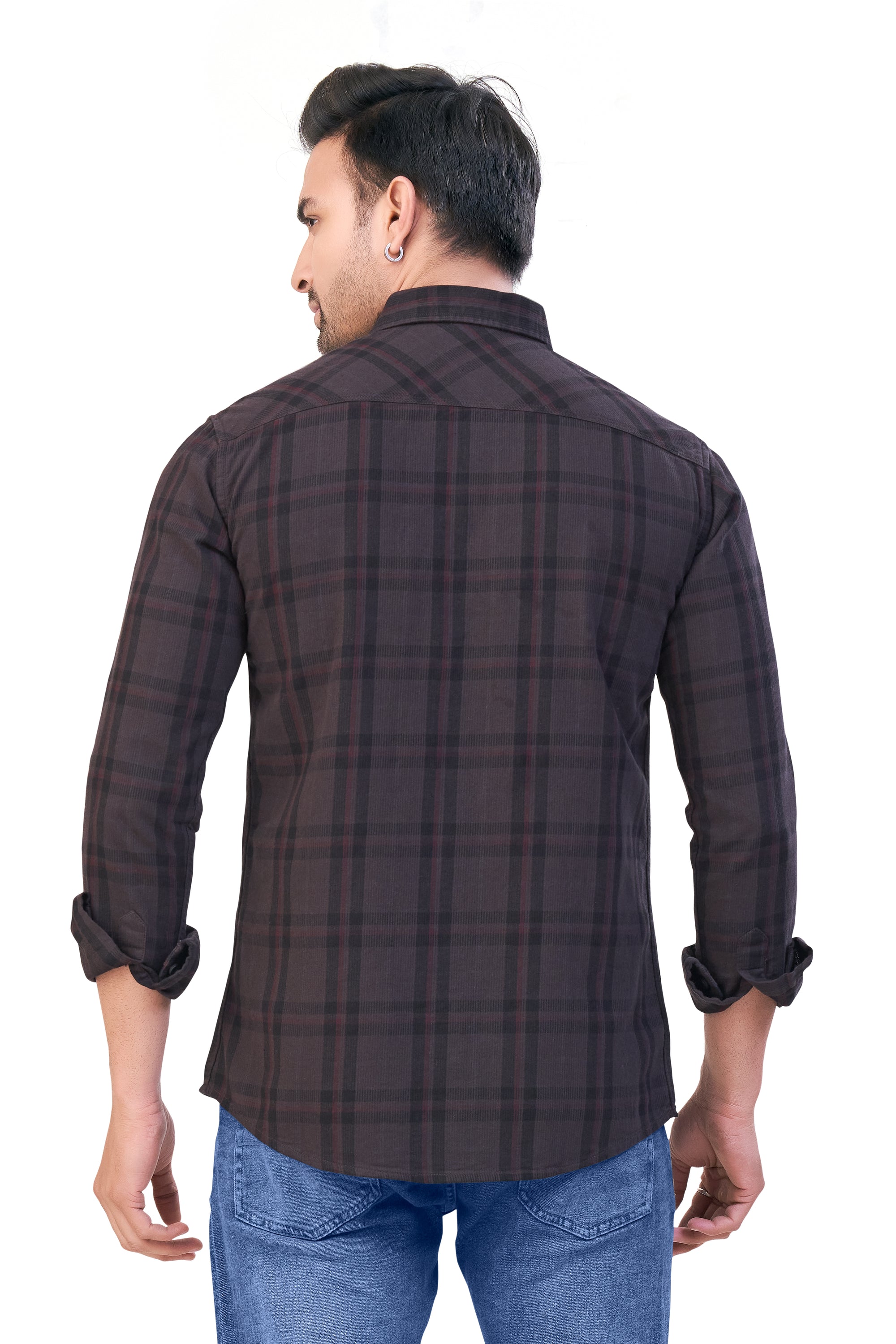 DARK GREY COLOR CHECKS CASUAL SHIRT 15916