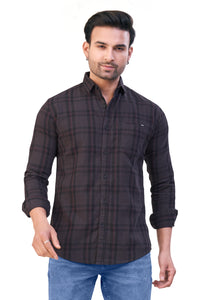 DARK GREY COLOR CHECKS CASUAL SHIRT 15916