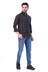 DARK GREY COLOR CHECKS CASUAL SHIRT 15916